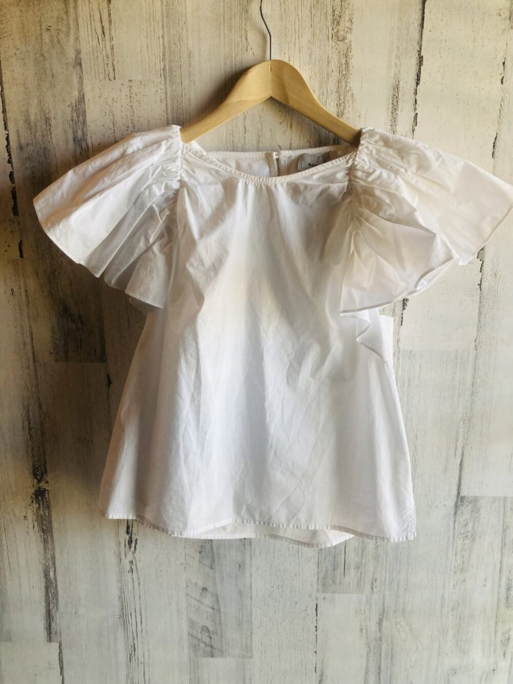 $295 Rachel Comey Brink White Ruffle Shoulder Blouse 0 XS